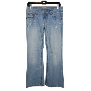 American Eagle Boyfriend Jeans Womens 6 Short Light Wash Distressed Low Rise